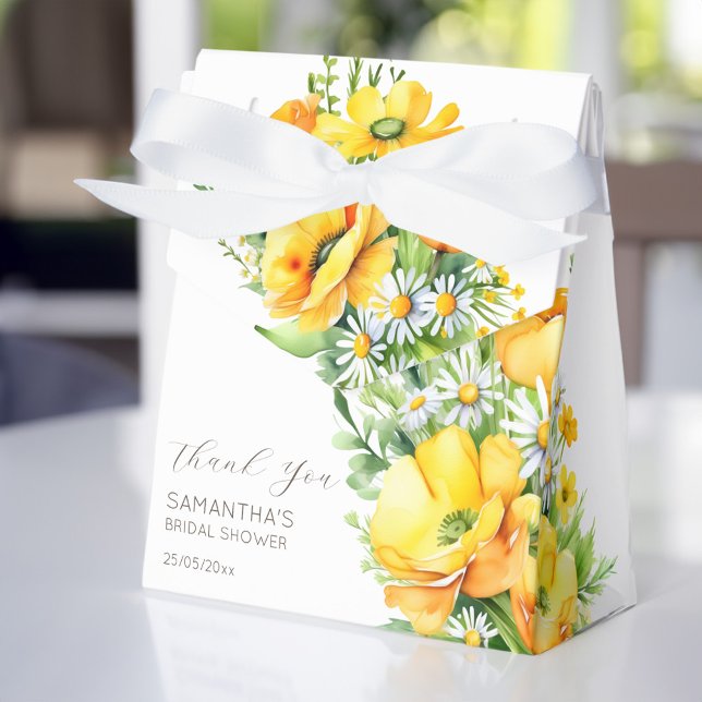 Love in bloom spring summer bridal shower favor boxes (Love in bloom spring summer bridal shower favor box bridal shower favors yellow wild daisy buttercup)