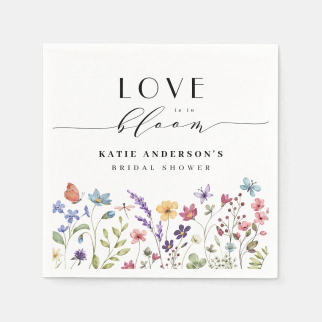 Love in Bloom Spring Summer Floral Bridal Shower Napkins (Front)