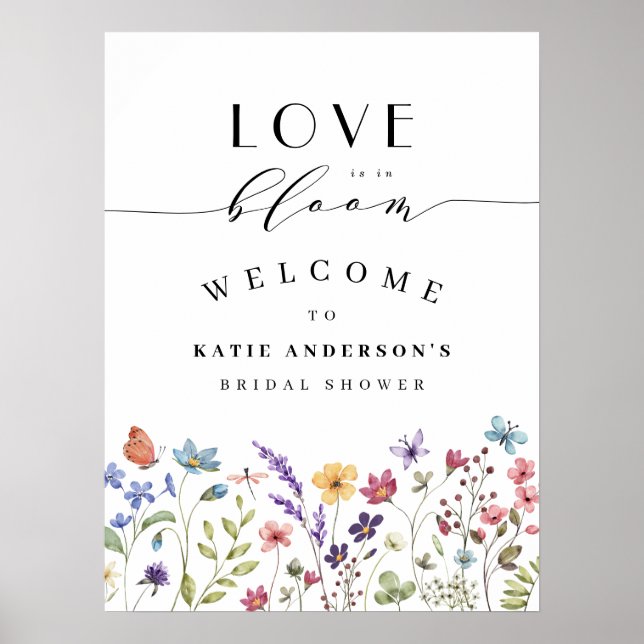 Love in Bloom Spring Summer Floral Bridal Shower Poster (Front)