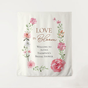 Love in Bloom Summer Floral Bridal Shower Welcome Tapestry