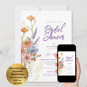 Love In Bloom Summer Wildflower Boho Floral Shower Invitation by invitationz at Zazzle