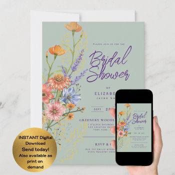Love In Bloom Summer Wildflower Boho Floral Shower Invitation by invitationz at Zazzle