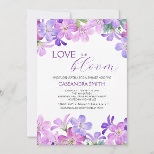 Love in Bloom Violet Geranium Bridal Shower  Invitation