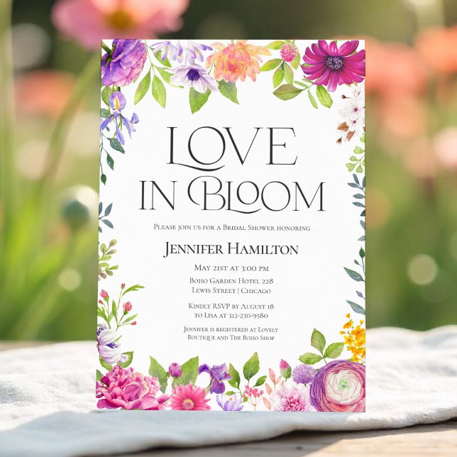 Love in Bloom | Watercolor Floral Bridal Shower Invitation (Creator Uploaded)