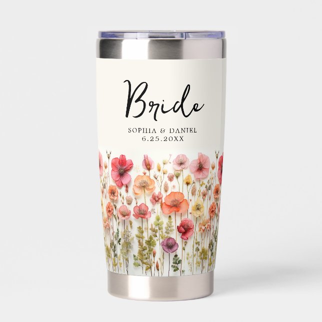 Love In Bloom Wedding Bride Gift Coffee Tumbler (Front)