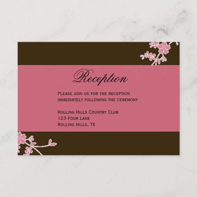 Love in Bloom: Wedding Reception Invitatation Enclosure Card (Front)