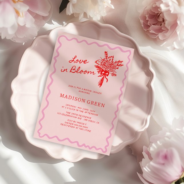 Love in Bloom Whimsical Handwritten Bridal Shower Invitation (Creator Uploaded)