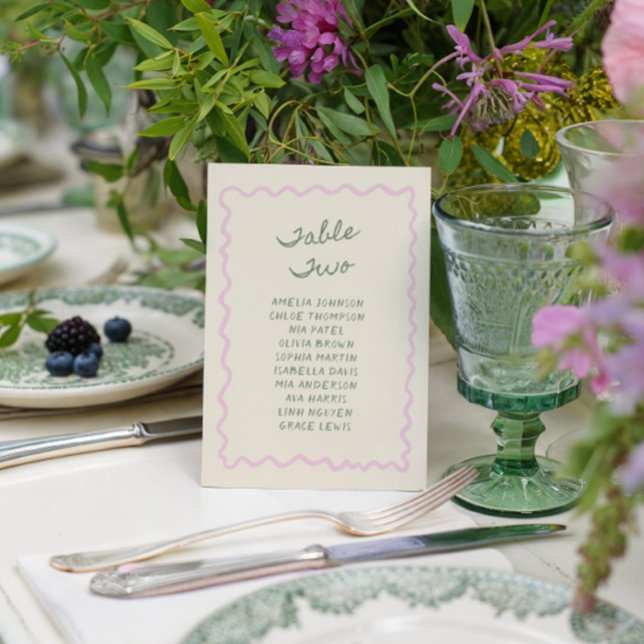 Love in Bloom Whimsical Handwritten Table Two Card (Creator Uploaded)