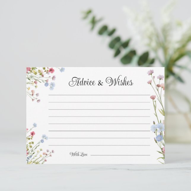 Love in Bloom Wildflower Advice and Wishes Card (Standing Front)
