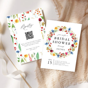 Love in Bloom Wildflower Back & QR Code Shower Invitation