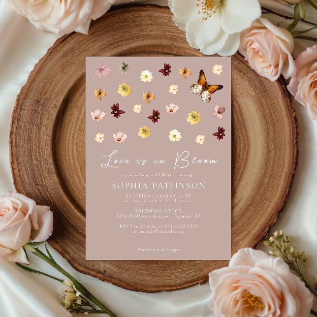 Love In Bloom Wildflower Boho Beige  Bridal Shower Invitation (Creator Uploaded)
