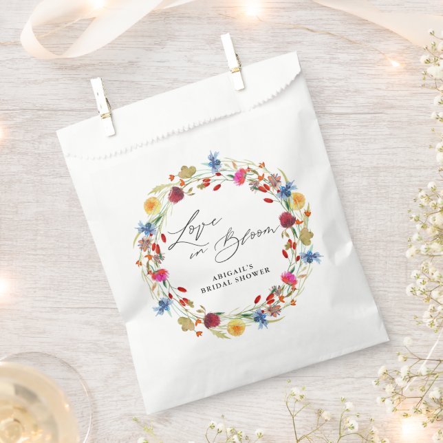 Love in Bloom Wildflower Bridal  Shower Custom Favor Bag (Clipped)