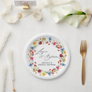 Love in Bloom Wildflower Bridal Shower Custom Paper Plates