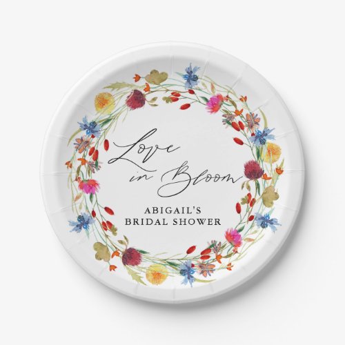Love in Bloom Wildflower Bridal  Shower Custom Paper Plates
