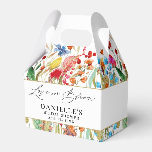 Love in Bloom Wildflower Bridal Shower Favor Boxes (Front Side)