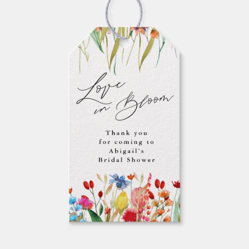 Love in Bloom Wildflower Bridal Shower Favor Gift Tags