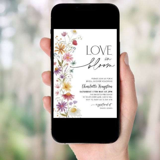 Love In Bloom Wildflower Bridal Shower Floral  Invitation (Front Digital)