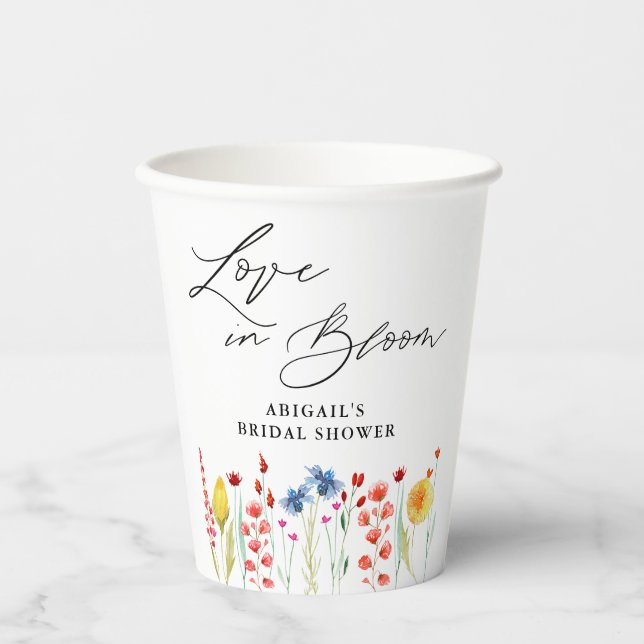 Love in Bloom Wildflower Bridal Shower Paper Cups (Front)