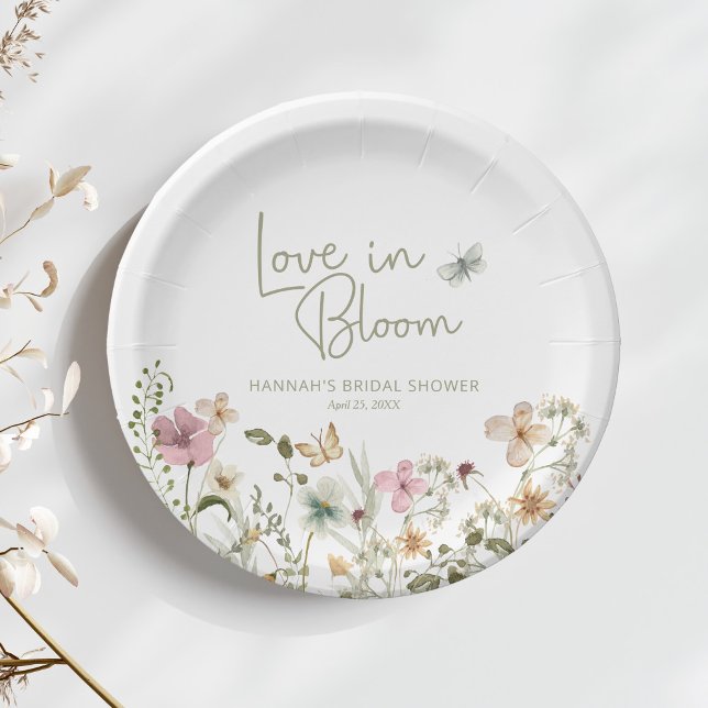 Love in Bloom Wildflower Bridal Shower Paper Plates (Creator Uploaded)