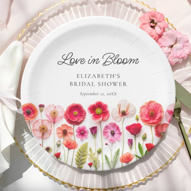 Love in Bloom Wildflower Bridal Shower Paper Plates (Creator Uploaded)