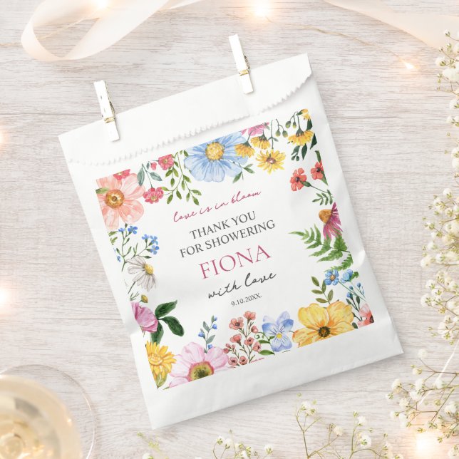 Love in Bloom Wildflower Bridal Shower Thank you Favor Bag (Clipped)