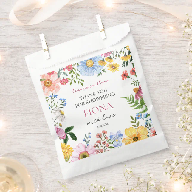 Love in Bloom Wildflower Bridal Shower Thank you Favor Bag | Zazzle