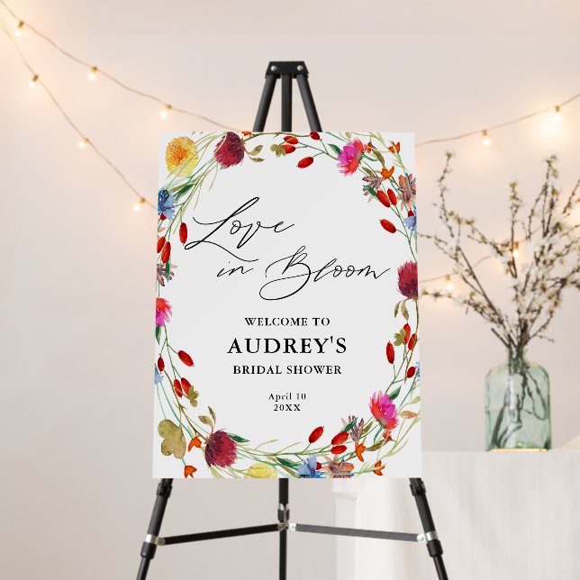 Love in Bloom Wildflower Bridal Shower Welcome Foam Board (In Situ (Stand))