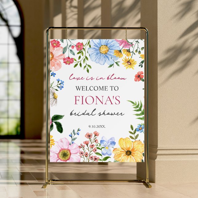 Love in Bloom Wildflower Bridal Shower Welcome Foam Board (love is in bloom bridal shower welcome sign)