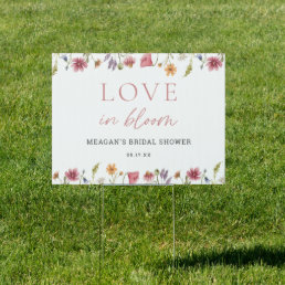 Love In Bloom Wildflower Bridal Shower Yard Sign