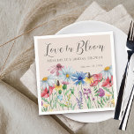Love in Bloom Wildflower Charm Bridal Shower Napkins<br><div class="desc">Personalized Wildflower napkins with watercolor wild flowers and bouncy calligraphy. This rustic country botanical design is lettered with "love in bloom" and has a pretty border of wildflowers including daisy poppy cornflower coneflower buttercup bluebell and clover. An elegant modern floral perfect for girly, bohemian, cottagecore / countrycore, natural garden and...</div>