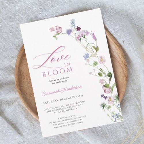 Love In Bloom Wildflower Floral Bridal Shower Invitation