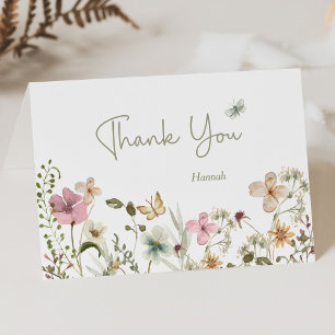 Love in Bloom Wildflower Floral Bridal Shower  Letterpress Thank You Card