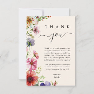 Love in Bloom Wildflower Floral Bridal Shower Thank You Card