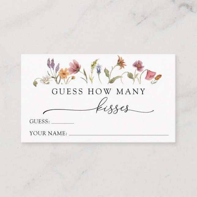 Love in Bloom Wildflower Guess How Many Kisses Enclosure Card (Front)