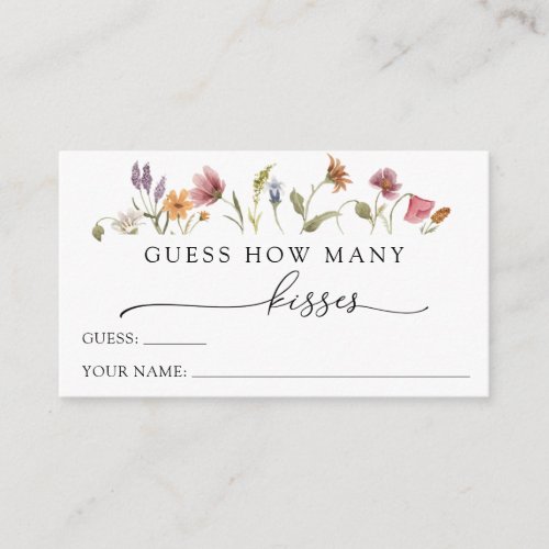 Love in Bloom Wildflower Guess How Many Kisses Enclosure Card
