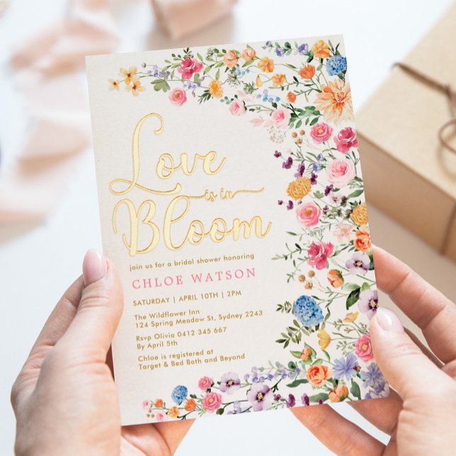 Love in Bloom Wildflower Meadow Bridal Shower  Foil Invitation (Creator Uploaded)
