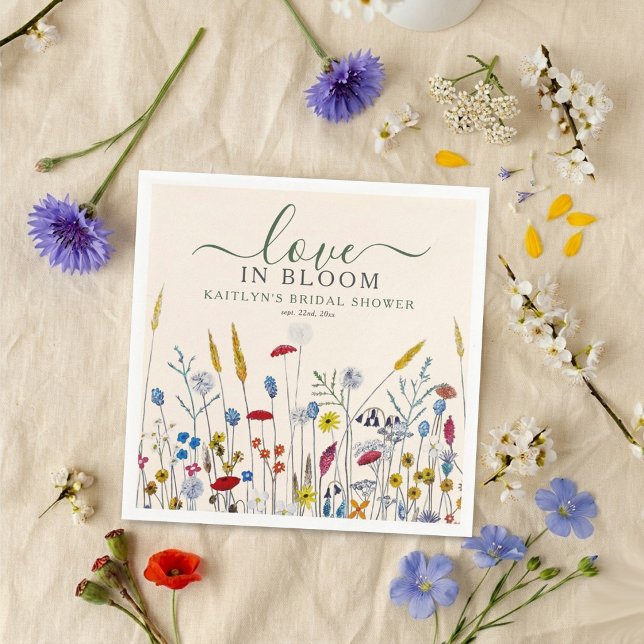 Love in Bloom Wildflower Meadow Bridal Shower Napkins (Creator Uploaded)