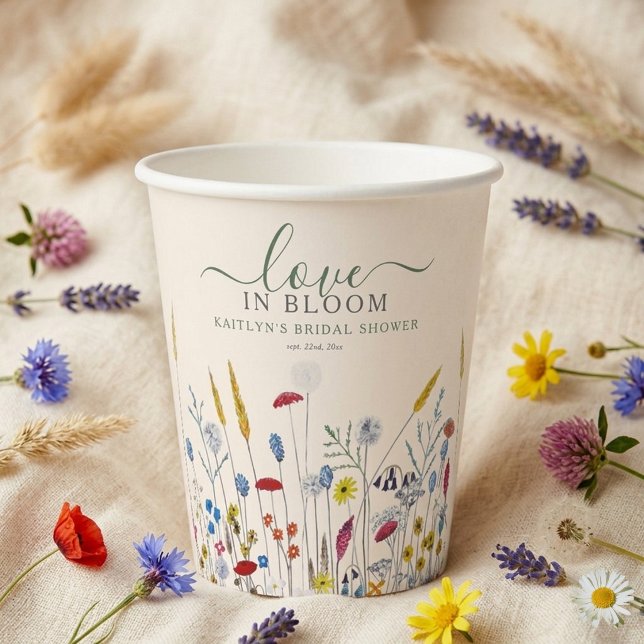 Love in Bloom Wildflower Meadow Bridal Shower Paper Cups (Creator Uploaded)