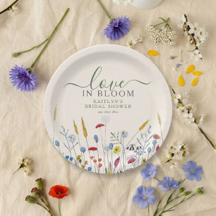 Love in Bloom Wildflower Meadow Bridal Shower Paper Plates