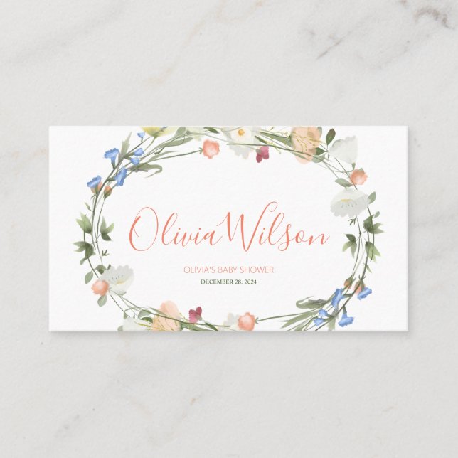 Love in bloom Wildflower  Place Card (Front)