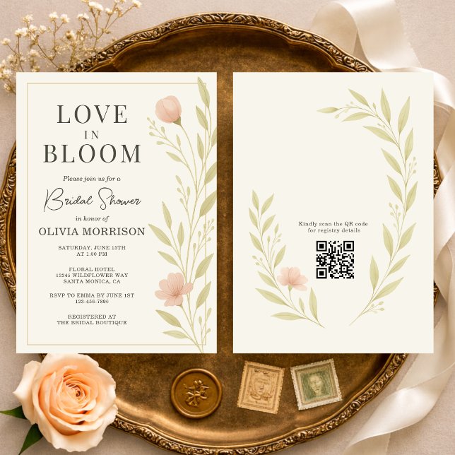 Love in Bloom Wildflower QR Code Bridal Shower Invitation (Creator Uploaded)
