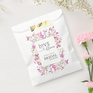 Love In Bloom Wildflower Ruby Rose Bridal Shower  Favor Bag