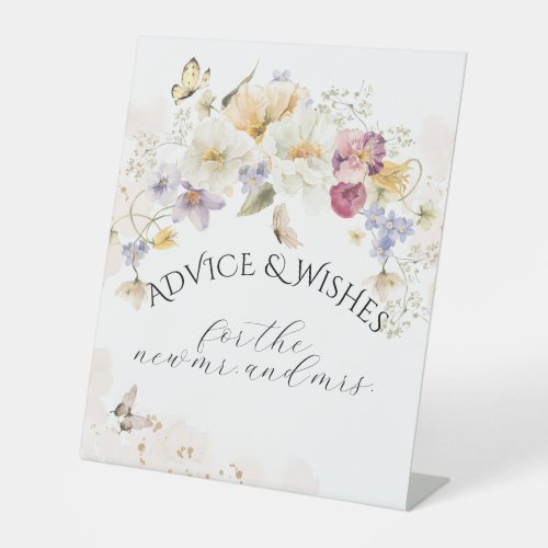 Love in bloom Wildflower Rustic Bridal Game Wishes Pedestal Sign