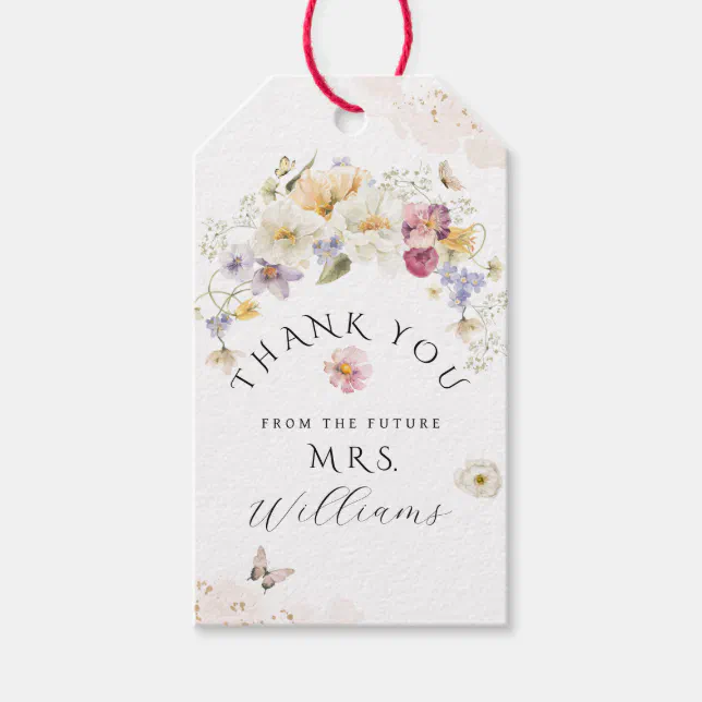 Love in bloom Wildflower Rustic Bridal Shower Gift Tags | Zazzle
