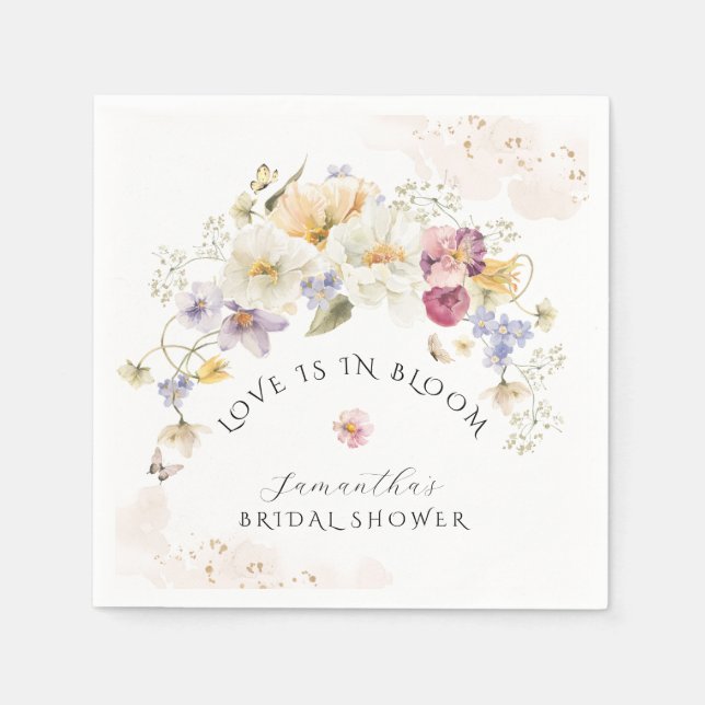 Love in bloom Wildflower Rustic Bridal Shower Napkins (Front)