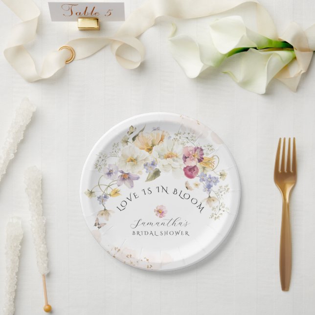 Love in bloom Wildflower Rustic Bridal Shower Paper Plates (Wedding)