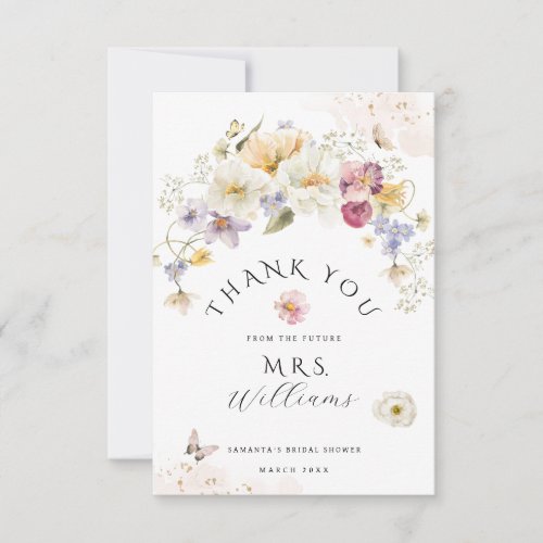 Love in bloom Wildflower Rustic Bridal Shower Thank You Card