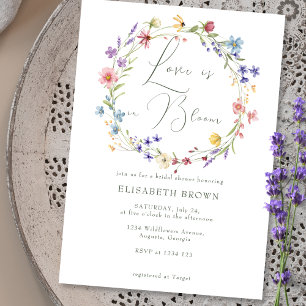 Love in Bloom  Wildflowers Green Bridal Shower Invitation