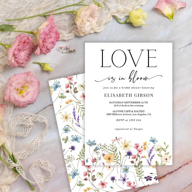 Love in Bloom Wildflowers Summer Bridal Shower Invitation (Creator Uploaded)