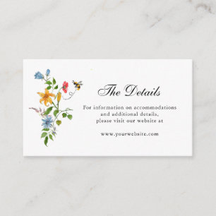 Love in Bloom Wildflowers wedding details Enclosure Card